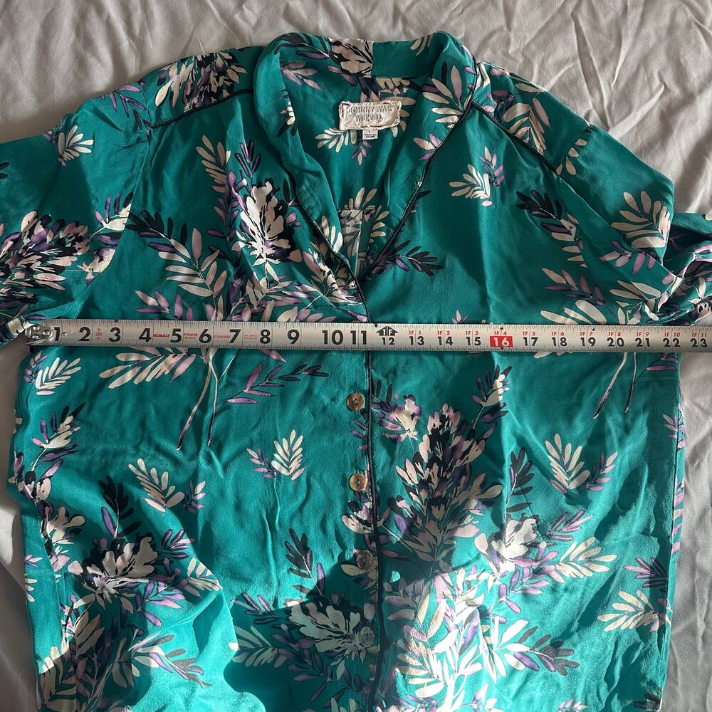 Johnny Was Green, Floral Print, Silk, Long Sleeve, Button Up Blouse- L - Picture 5 of 8